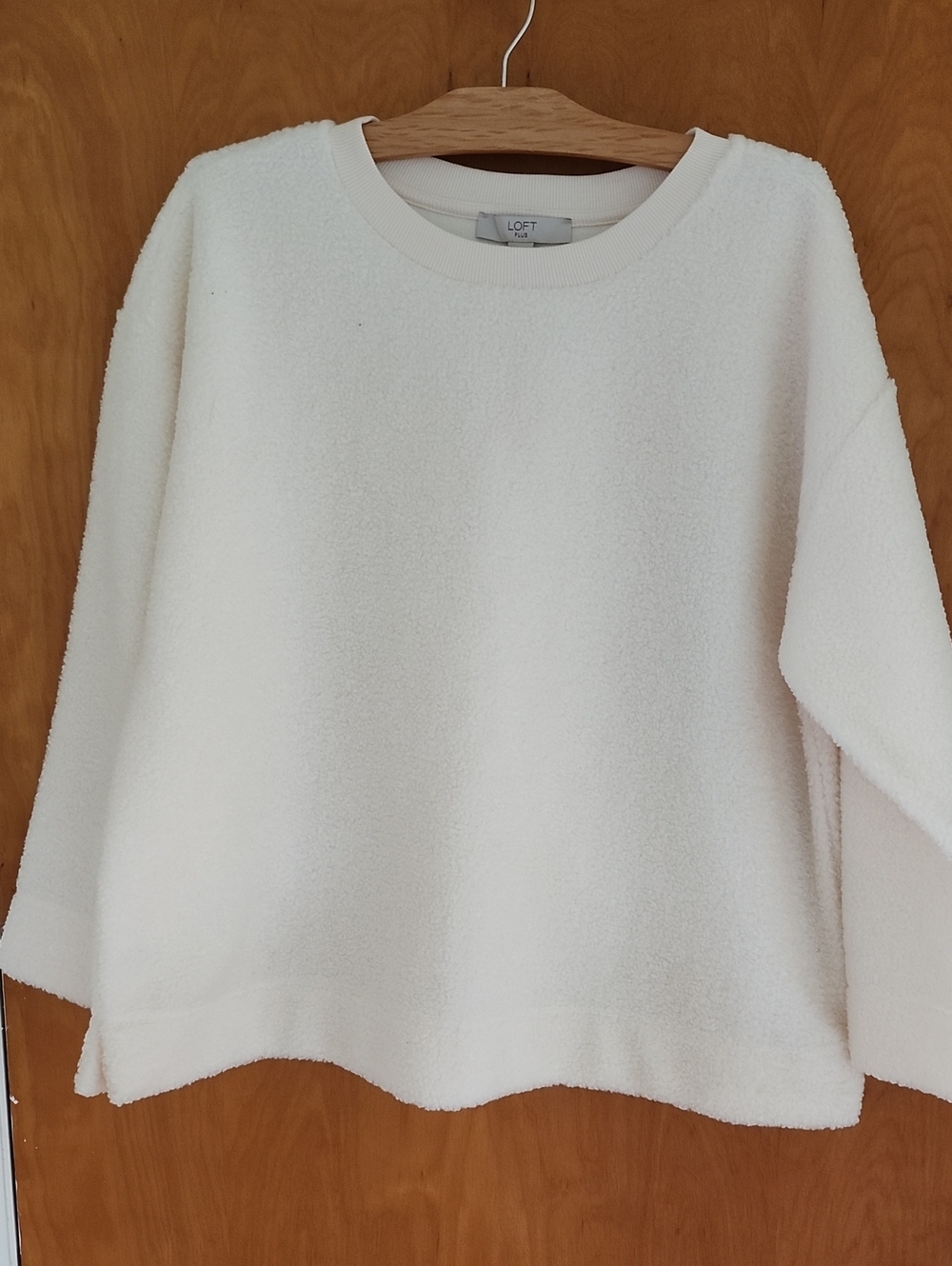 LOFT Cream Bouclé Crewneck Sweater